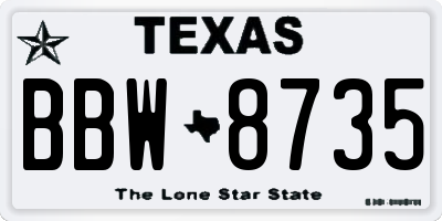 TX license plate BBW8735