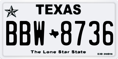 TX license plate BBW8736