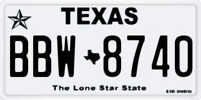 TX license plate BBW8740