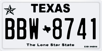 TX license plate BBW8741