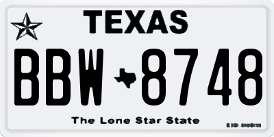 TX license plate BBW8748