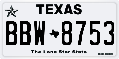 TX license plate BBW8753