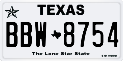 TX license plate BBW8754