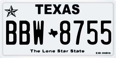 TX license plate BBW8755