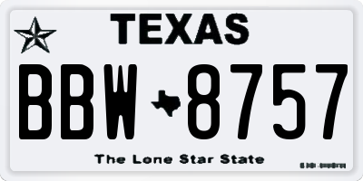 TX license plate BBW8757