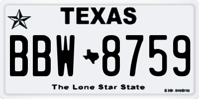TX license plate BBW8759