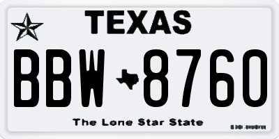 TX license plate BBW8760