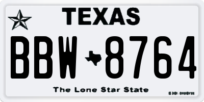 TX license plate BBW8764