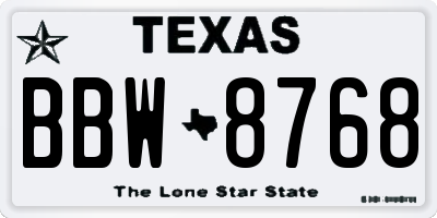 TX license plate BBW8768