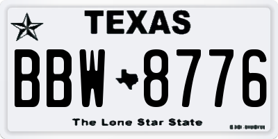 TX license plate BBW8776