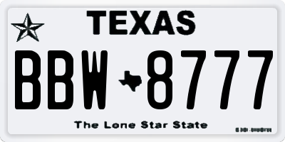 TX license plate BBW8777