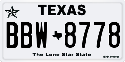 TX license plate BBW8778