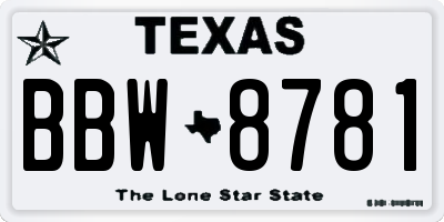TX license plate BBW8781