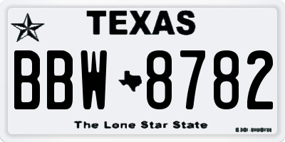 TX license plate BBW8782