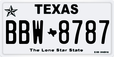 TX license plate BBW8787