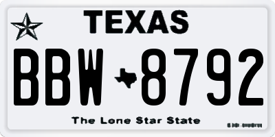 TX license plate BBW8792