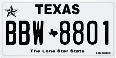 TX license plate BBW8801