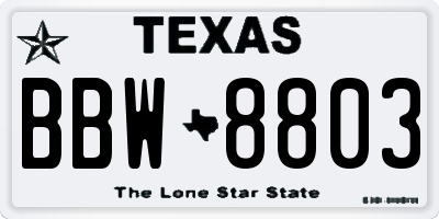 TX license plate BBW8803