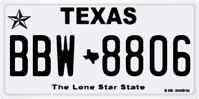 TX license plate BBW8806
