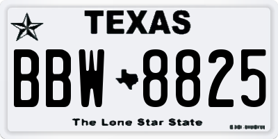 TX license plate BBW8825