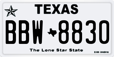 TX license plate BBW8830