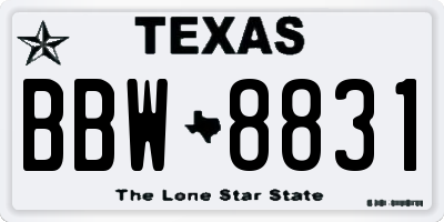 TX license plate BBW8831
