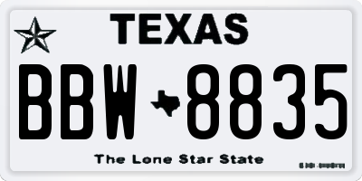 TX license plate BBW8835