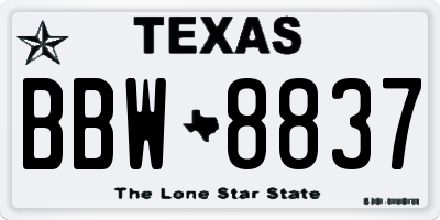 TX license plate BBW8837