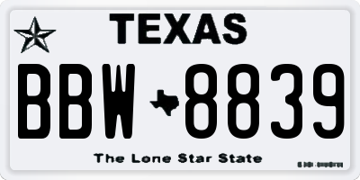 TX license plate BBW8839