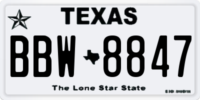 TX license plate BBW8847