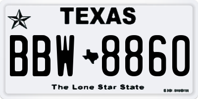 TX license plate BBW8860