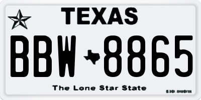 TX license plate BBW8865