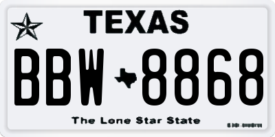 TX license plate BBW8868