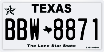 TX license plate BBW8871