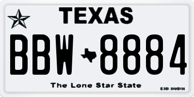 TX license plate BBW8884