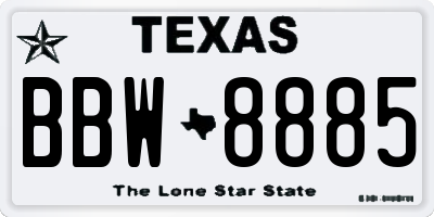 TX license plate BBW8885