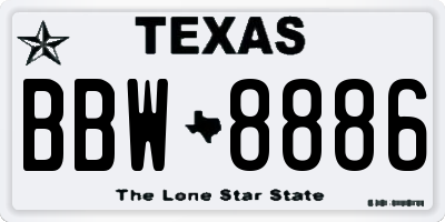 TX license plate BBW8886