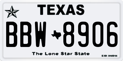 TX license plate BBW8906