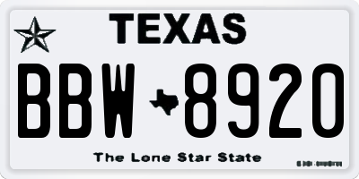 TX license plate BBW8920