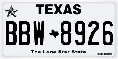 TX license plate BBW8926