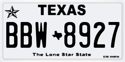 TX license plate BBW8927