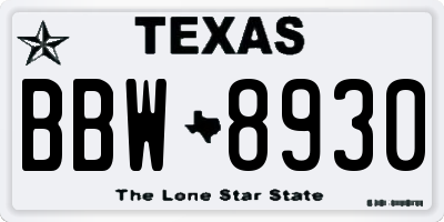 TX license plate BBW8930