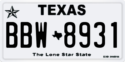 TX license plate BBW8931