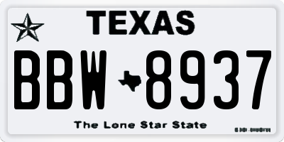 TX license plate BBW8937