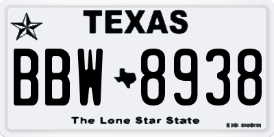 TX license plate BBW8938