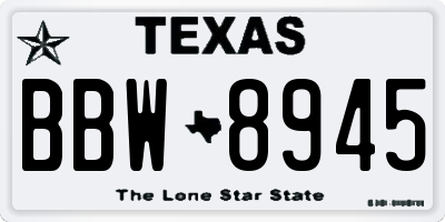 TX license plate BBW8945