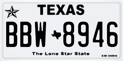 TX license plate BBW8946