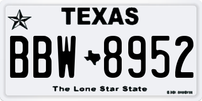 TX license plate BBW8952