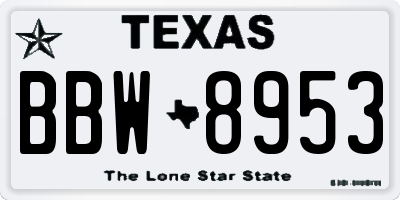 TX license plate BBW8953