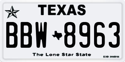 TX license plate BBW8963